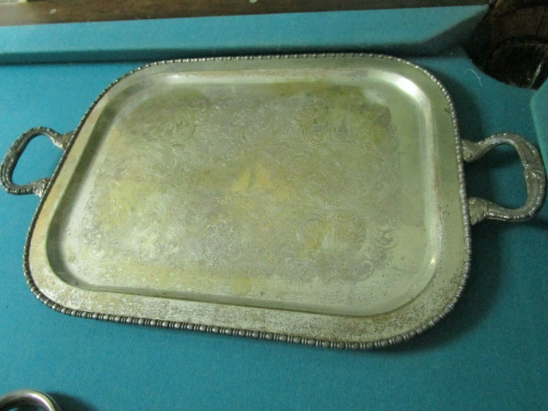 Antique Silver On Copper English Tea And Coffee Set With Tray 5 Pcs