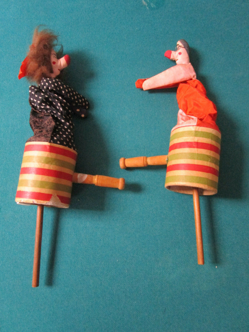 1920s doll Jack in the Box HARLEQUIN & WHITE CLOWN - PUSH UPS CLOWNS-PICK 1 ^