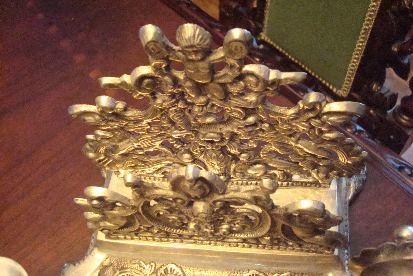 Victorian, antique Silver Plated ink stand, features an ornate base[*]