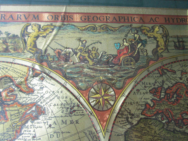 GOLDEN MAP OLD WORLD IN GOLD PAPER FRAMED