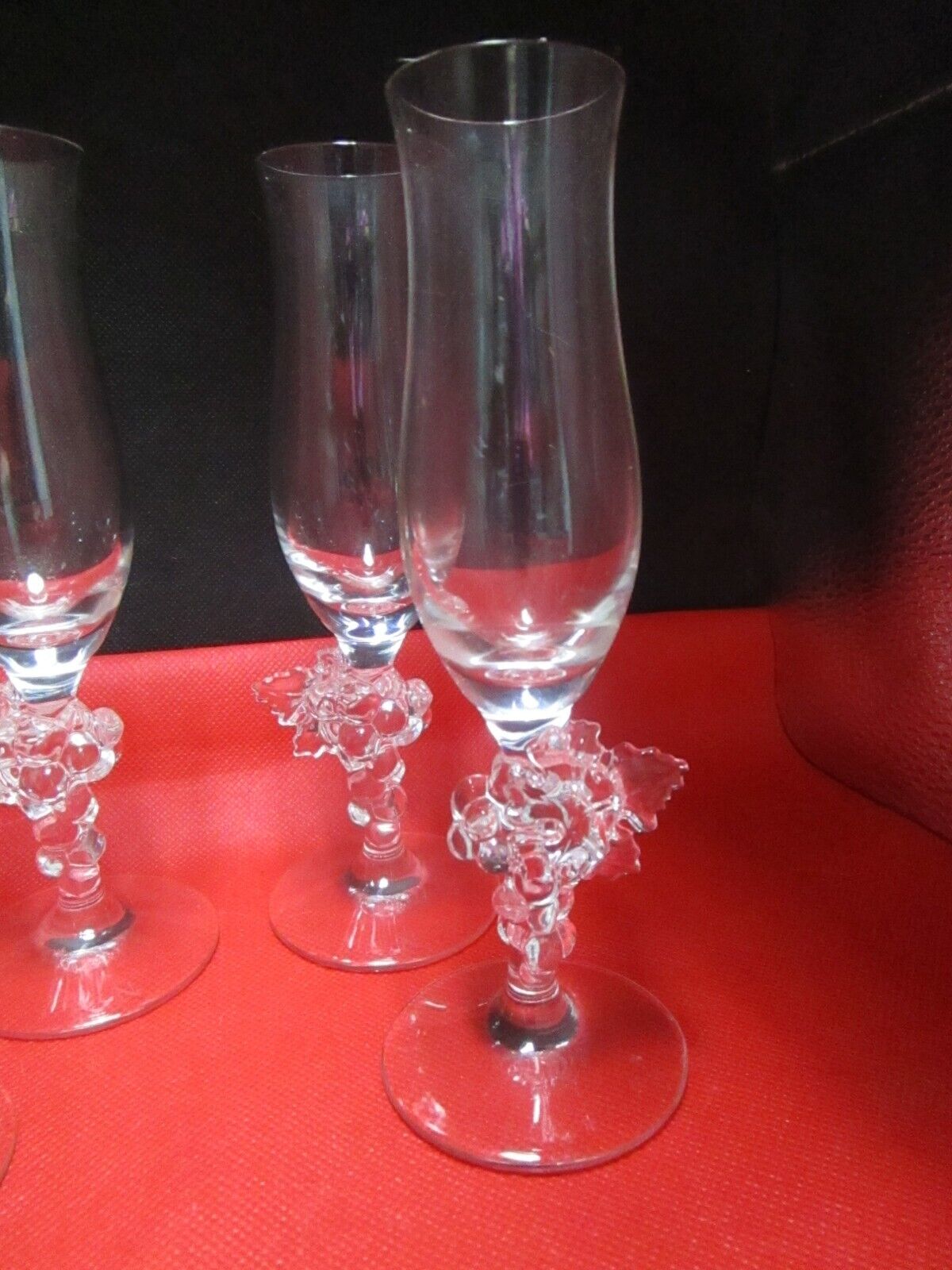 Mikasa Japan SIX flute glasses grapes stem