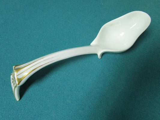 White touches of gold ceramic 8" LADLE SERVER