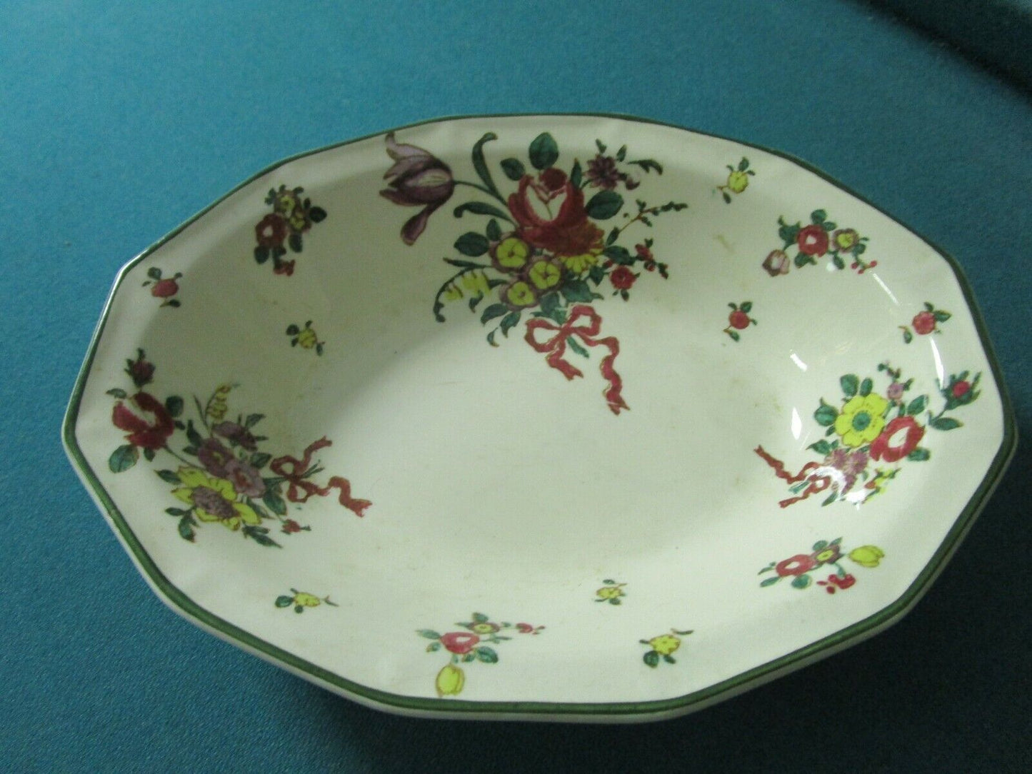 ANTIQUE ROYAL DOULTON OLD LEEDS SPRAYS OVAL BOWL 2 X 9 X 5"