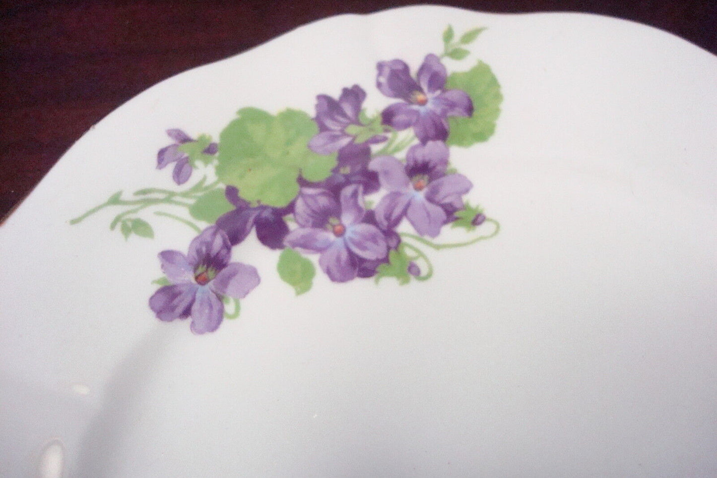 Adderley England violets pattern 3 salad plates 8" diam[*4-1]]