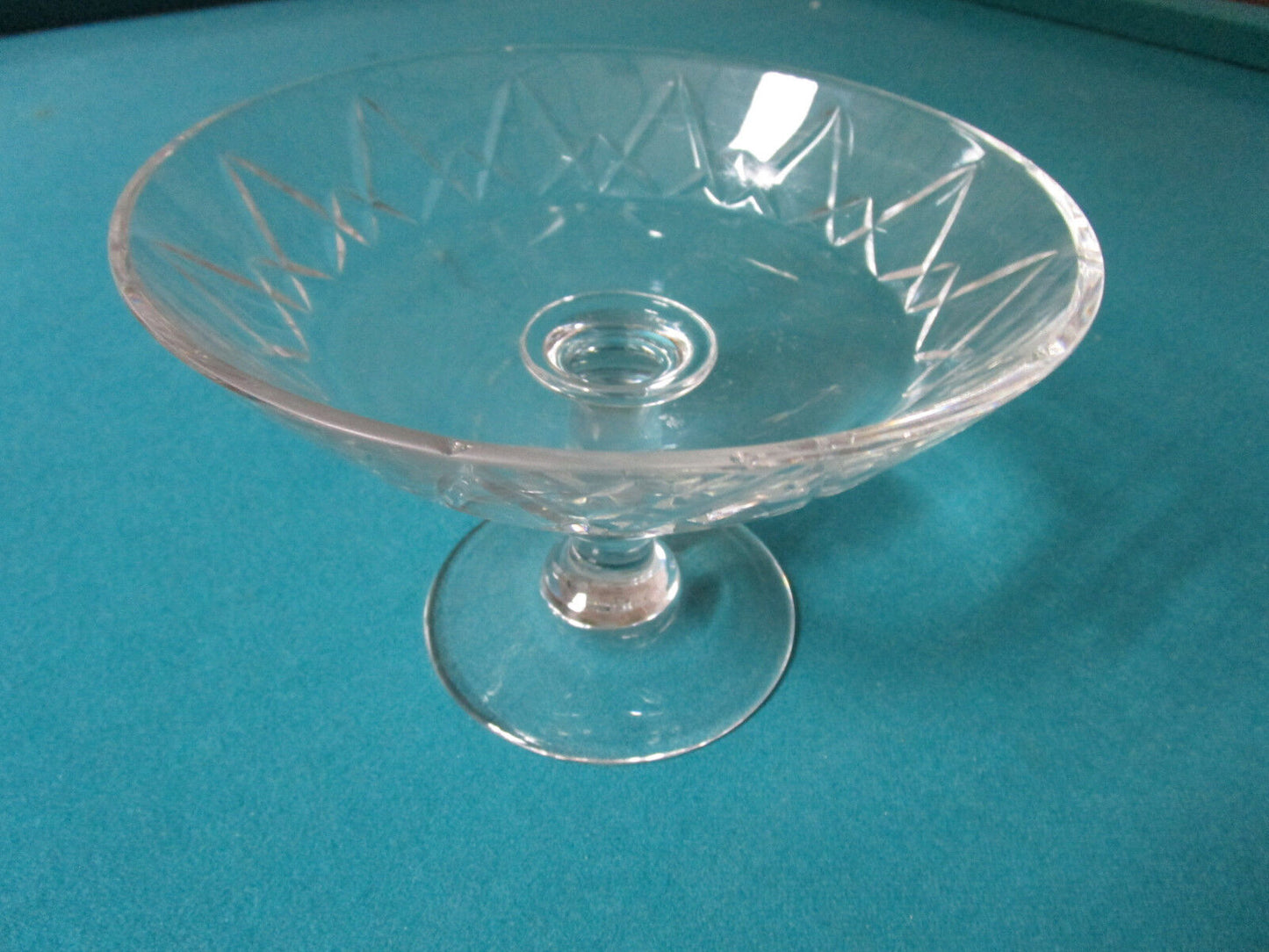 VAL ST LAMBERT FRANCE CRYSTAL FOOTED COMPOTE 6 X 8 1/2" SALE