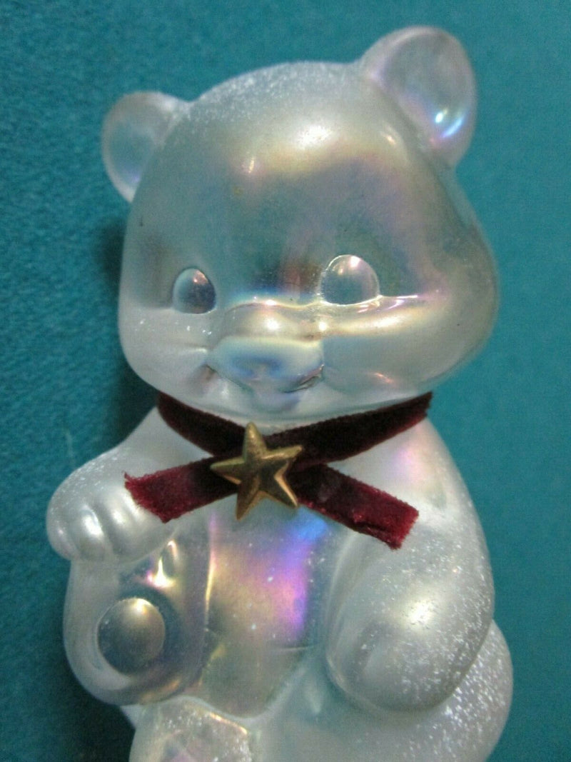 Fenton Glass Birthday Bear Paperweight, Purple Heart / Gold Star Pick 1