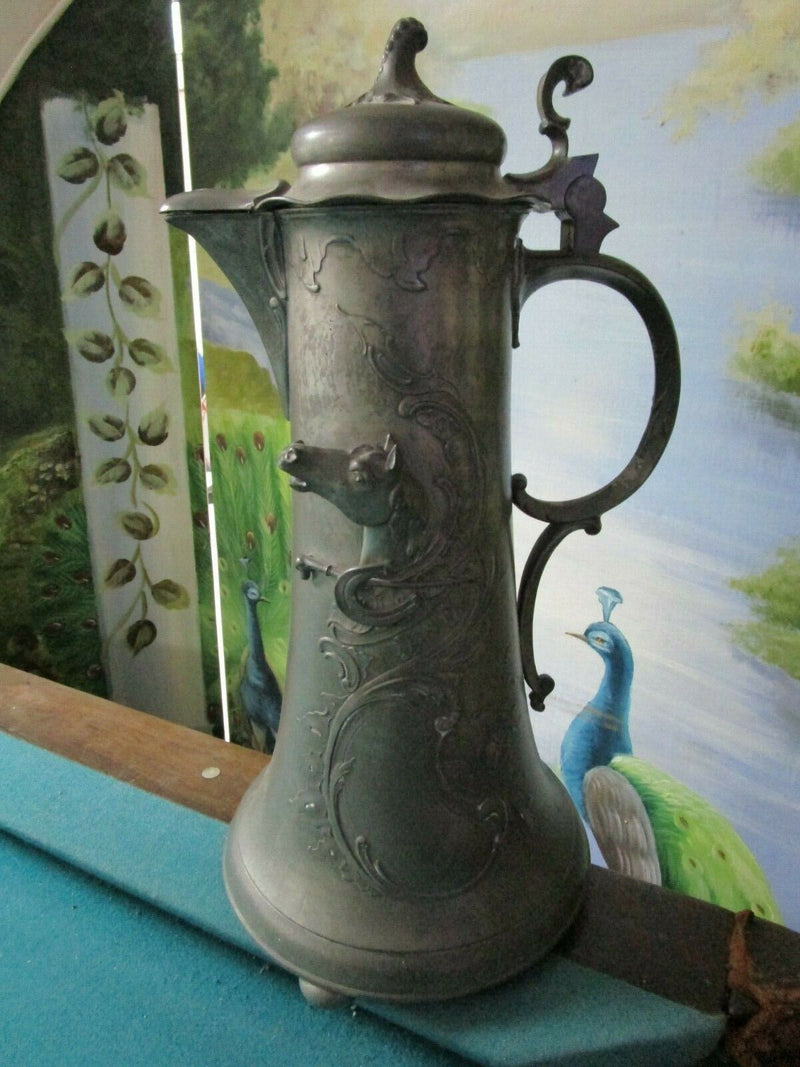 KAYSERZINN PEWTER BOAR HORSE STAG TANKARD AND CUPS - TRAY-CUPS W/ INSERT PICK1