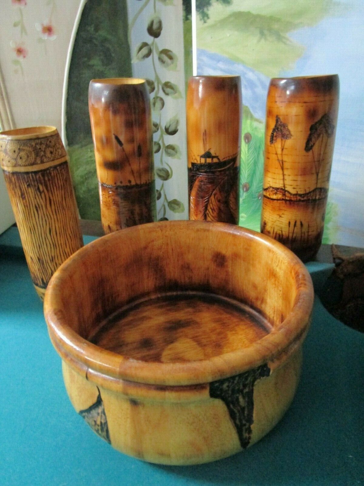 TOM EVANS WOOD HAND CARVED ART CRAFT BOWL VASES PICK ONE