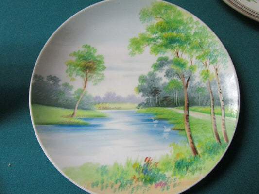 Occupied Japan Collector Plate Gold Country Scene 7 1/2" ^^