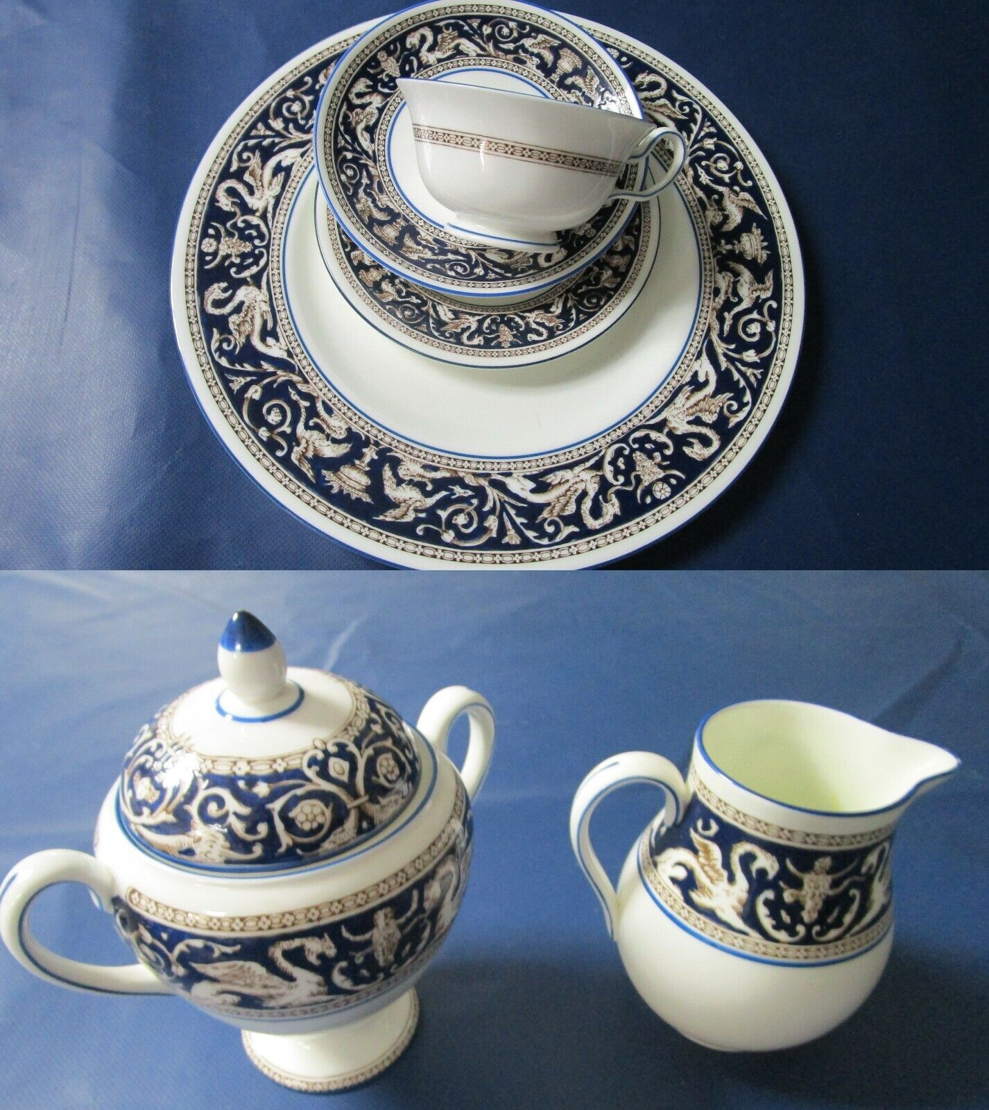 WEDGWOOD ENGLAND 1956 FLORENTINE DINNER SET 4 PCS