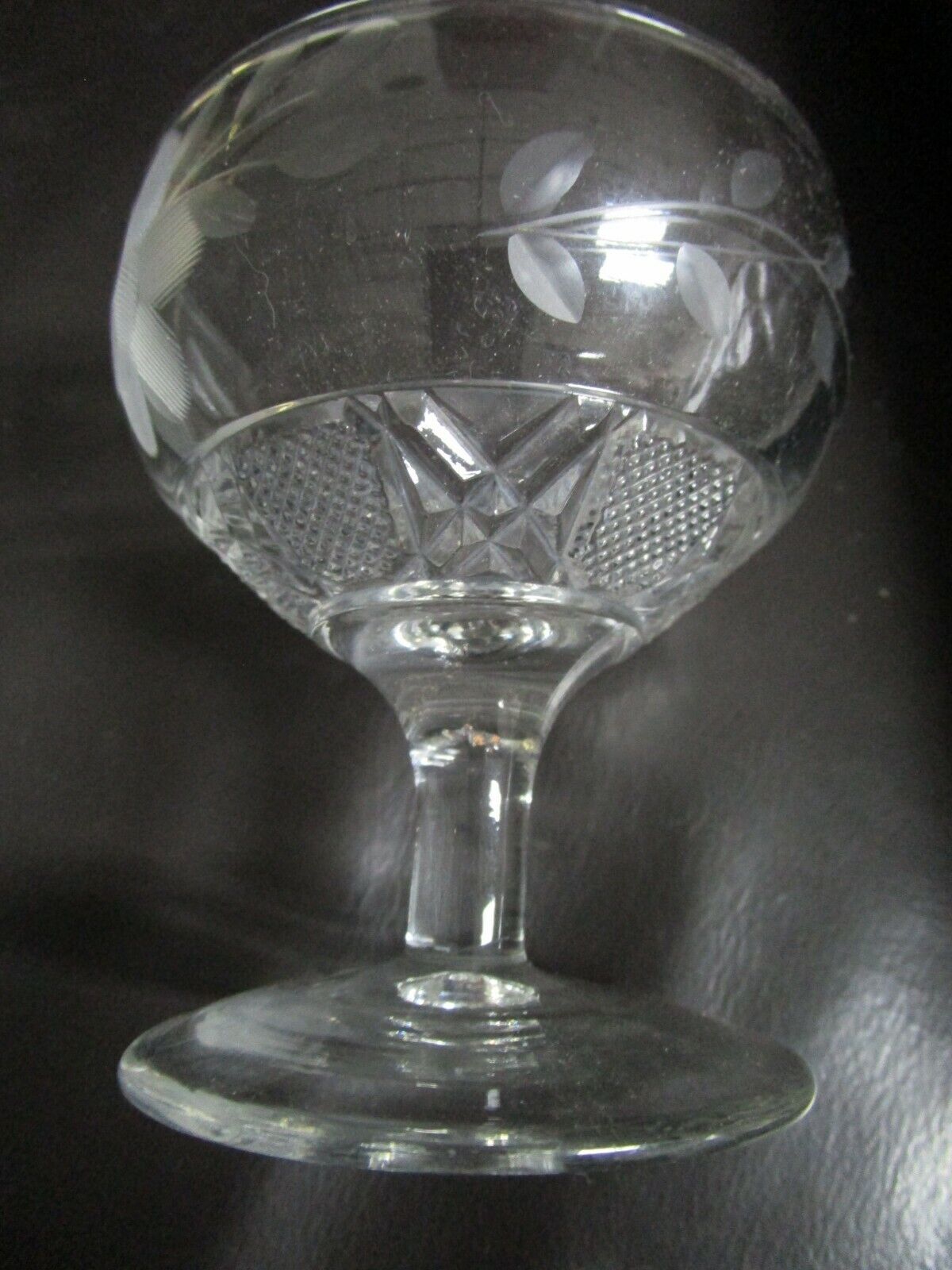 Vintage Wheat Floral Etched Glass Dessert 5 Goblet Anchon Hocking