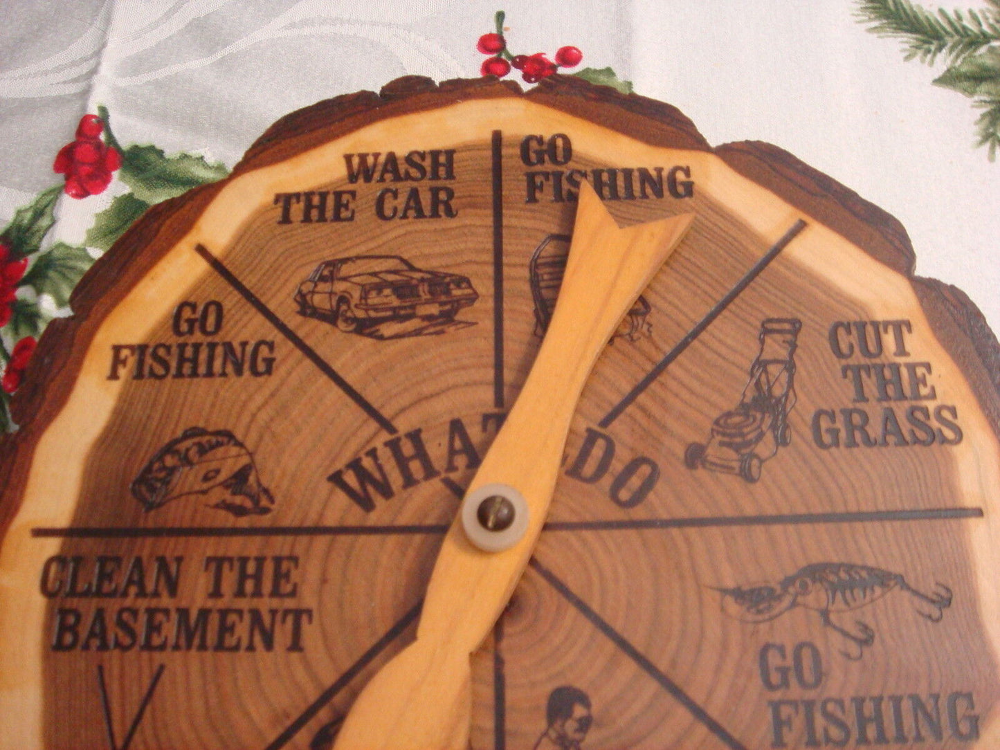 Wesley  clock "things  to do", wood with handle, 8" handmade [80C]