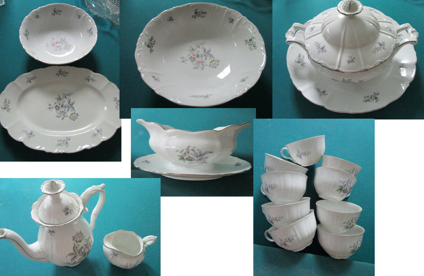 BOHEMIA CZECH CHINA WILD FLOWER BOWLS TUREEN COFFEE POT MUGS PICK A SET