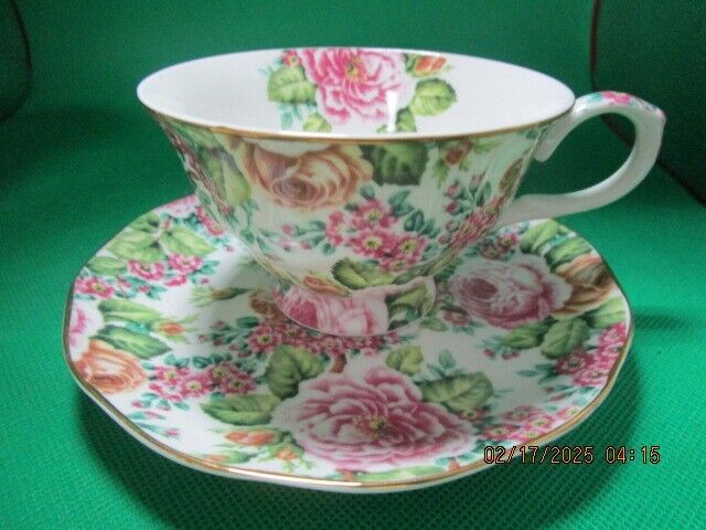 EDWARDIAN ENGLAND FLORAL TEA CUP SAUCER [65]