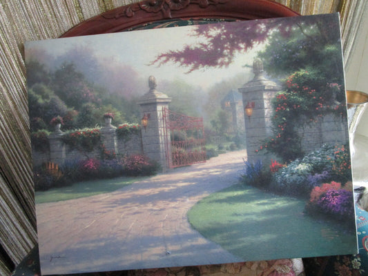 THOMAS KINKADE LIMITED EDITION ON CANVAS " SUMMER GATE" 18 X 24" NO FRAME