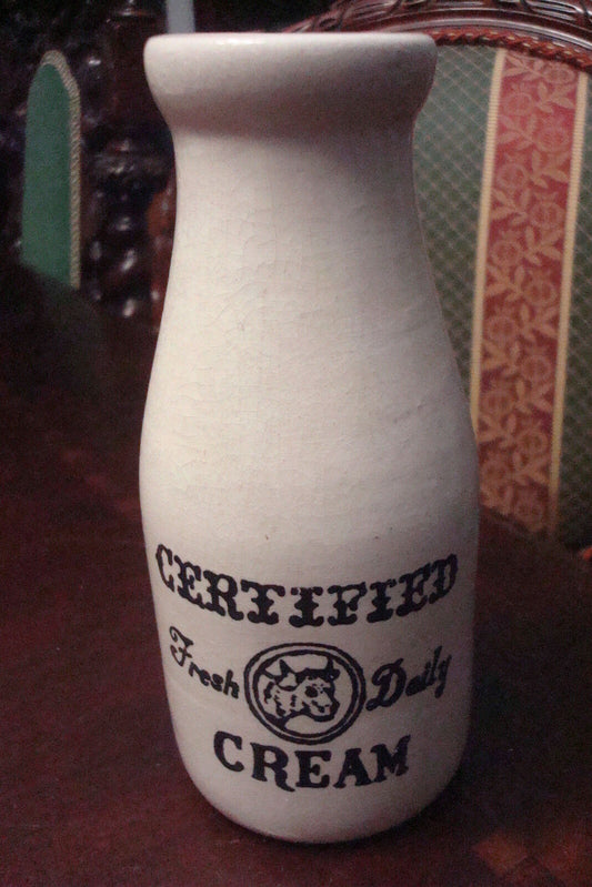 Vintage Milk Bottle Certified Fresh Daily Cream Dairy Cream Bottle RARE