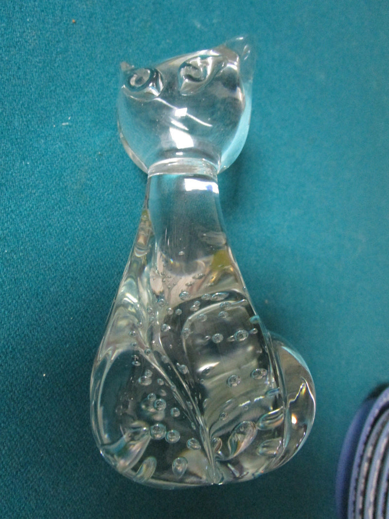 Sitting Cat Crystal Paperweight 5 1/4"  [*PPWGT]