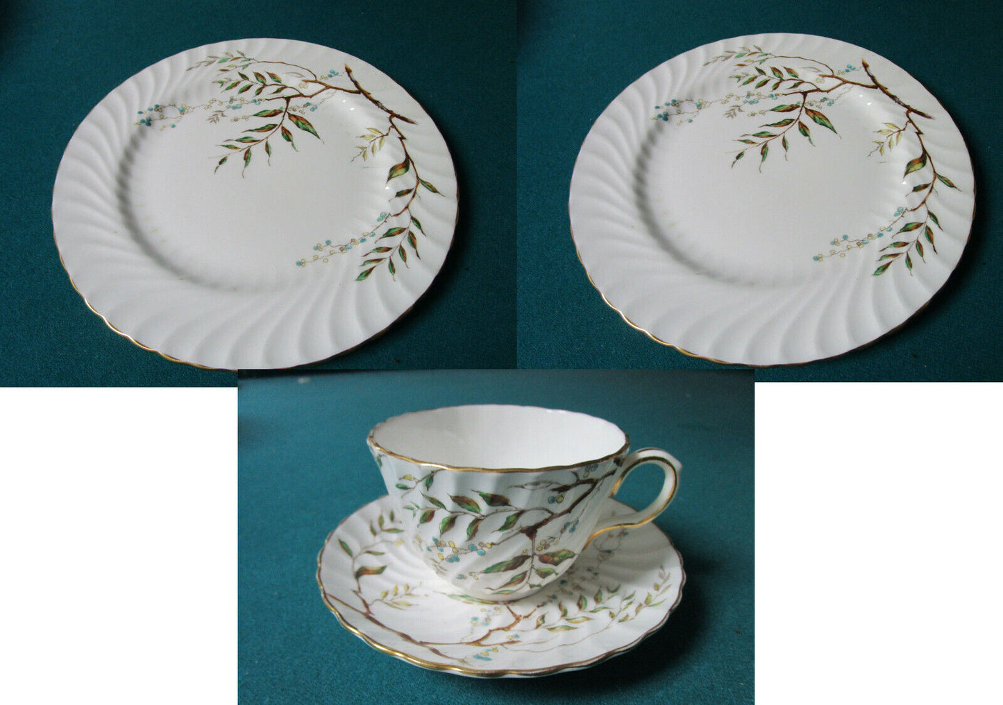 AYNSLEY ENGLAND WHITMORE DINNER PLATES CUP SAUCER