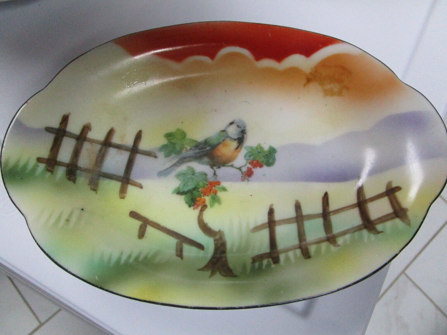 Erdmann Schlegelmilch oval dish birds 7 x 5" [100F]