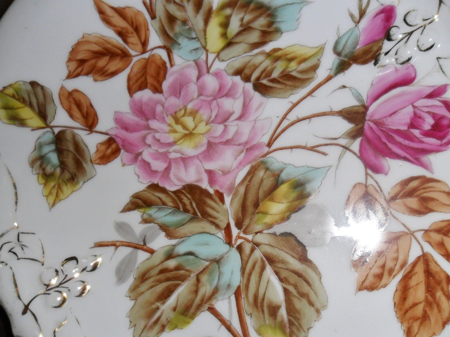 Two handle flower and gold tray made in Germany, gold , multicolor bouquet