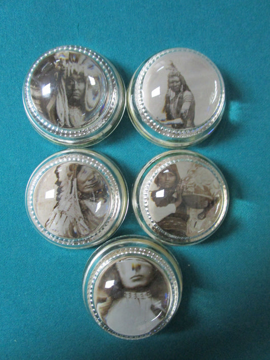 Glass Paperweight Photograph American Indians Holographinc Style-  PICK ONE