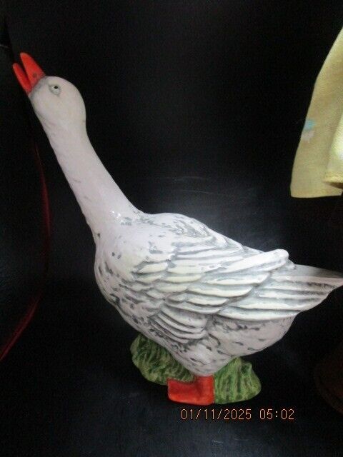 HUMMEL GOEBEL GOOSE GIRL 12" CERAMIC AND CLOTH CERAMIC GOOSE ^^