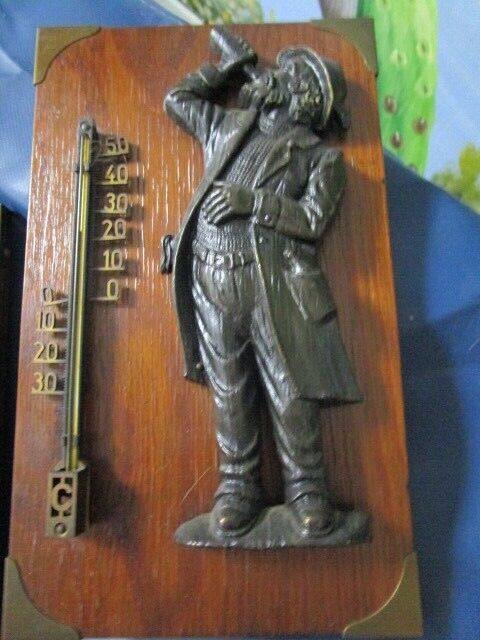 German Thermometers Wood Base Brass Sculpture 9 1/2 X 6 Pick 1^^