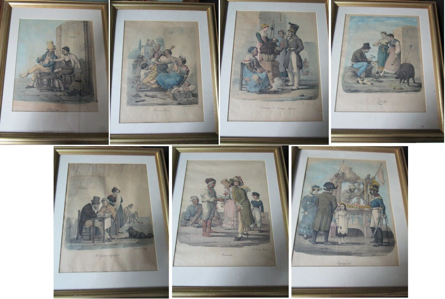 1830 Litografia Cuciniello Bianchi hand colored original seal frame MORNER pick1