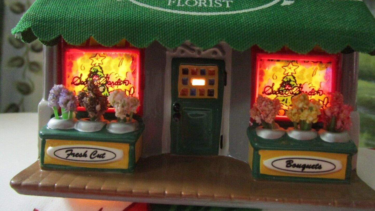 THE SECRET GARDEN FLORIST SHOP LIGHTED SNOW VILLAGE 1996 SHOWROOM MODEL ORIGINAL