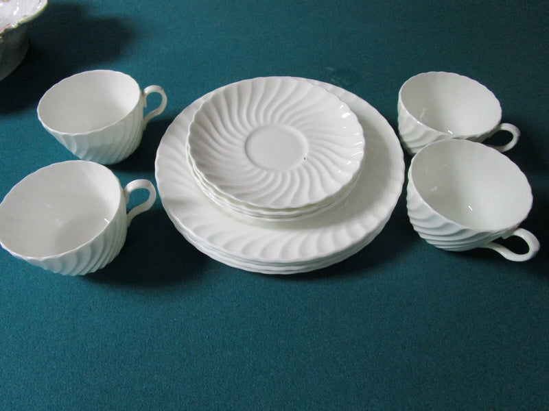 Aynsley England Portland White Ribbed China 3 Cups,Saucers,Plates 9 Pcs