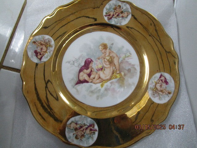 Antique Hutschenreuther Plate Charger, JKW,Josef Kuba GOLD AND CHERUBS [167b
