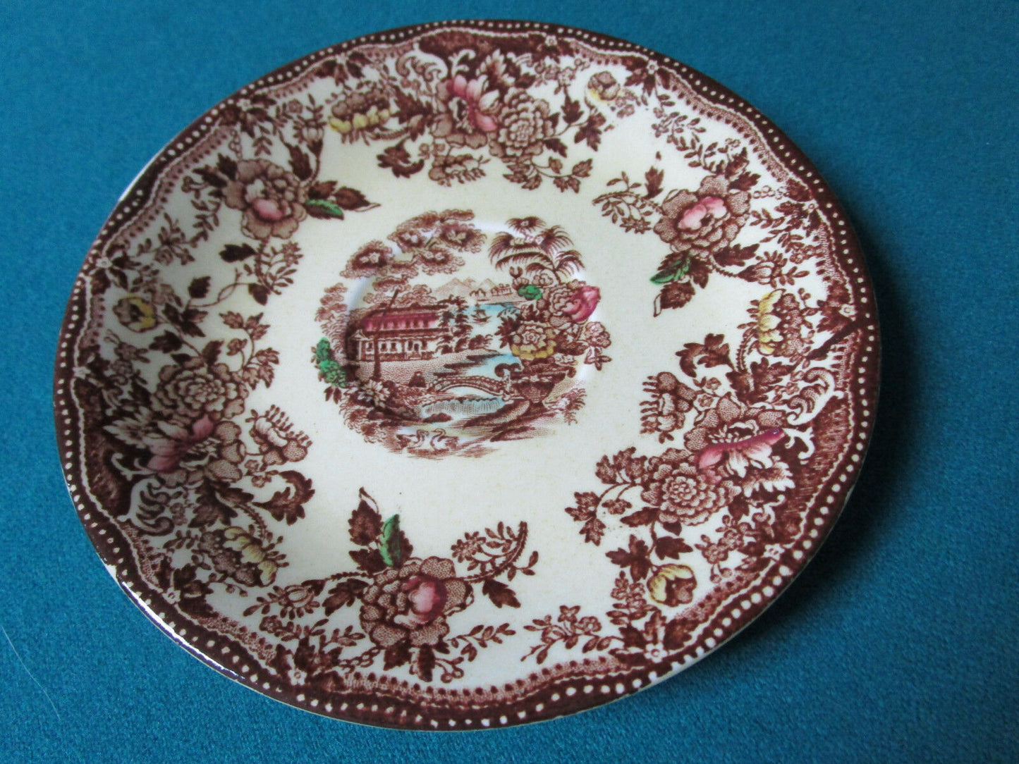 Alfred Meakin England Tonquin Brown Transfer Trio Cup Saucer Plate Original ^^