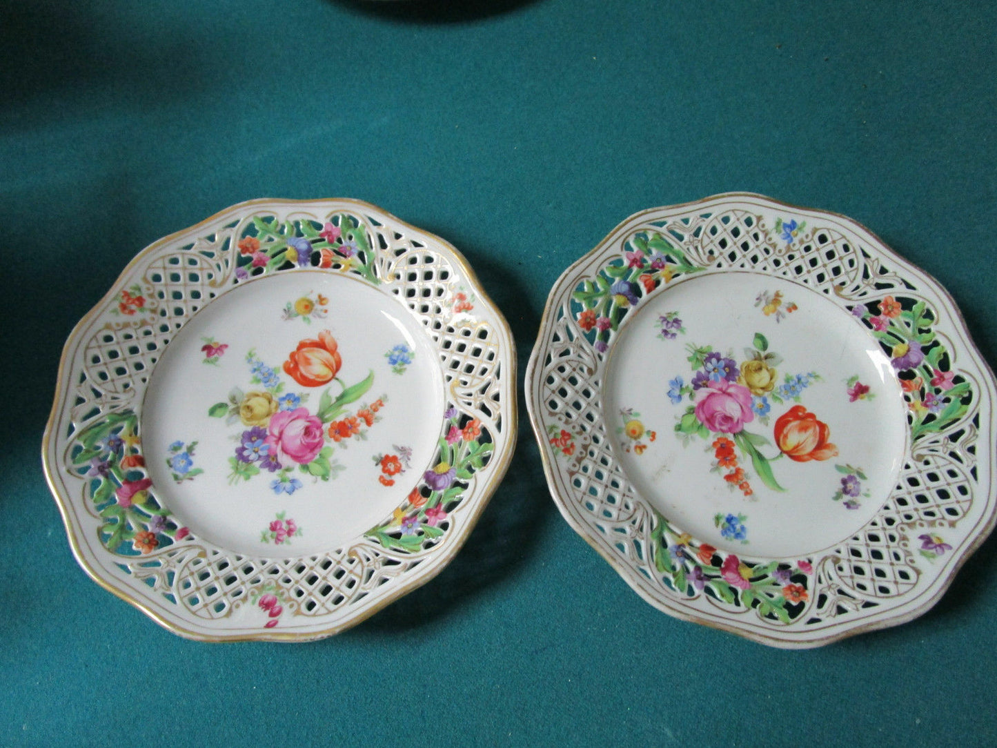 Vintage Schumann Germany RELISH TRAYcup saucer plates  LACED GARLANDS pick 1