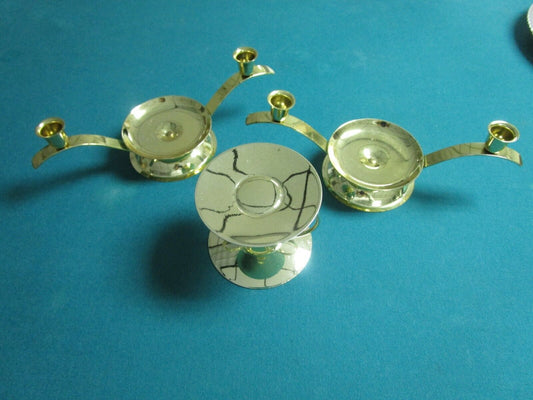 SET 3 PCS BRASS CANDLE HOLDERS MODER DESIGN