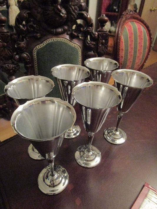 ALUMINUM 6 CHROMIUM PLATED FOOTED GOBLETS 6 1/2"