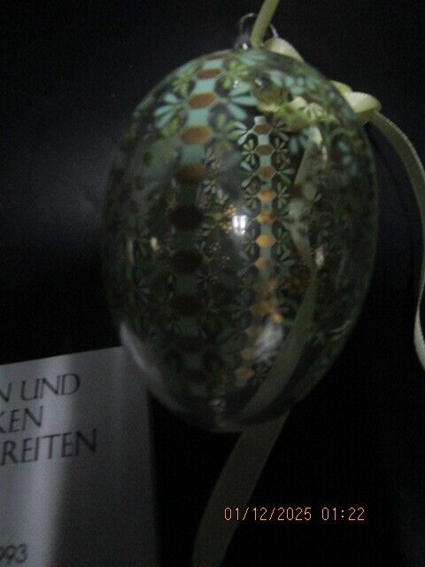 HUTSCHENREUTHER CRYSTAL CHRISTMAS ORNAMENT 1993 EGG 3" ^^