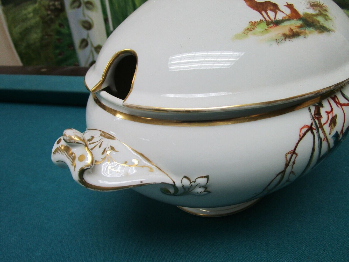 1881-1900 DELIMIRES & CIE D&C LIMOGES Pink Roses Tureen Soup Bowl Casserole ^^