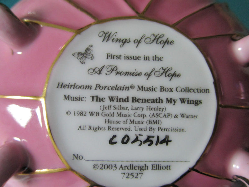 Heirloom Porcelain Music Box The Wing Beneath My Wings [*A]