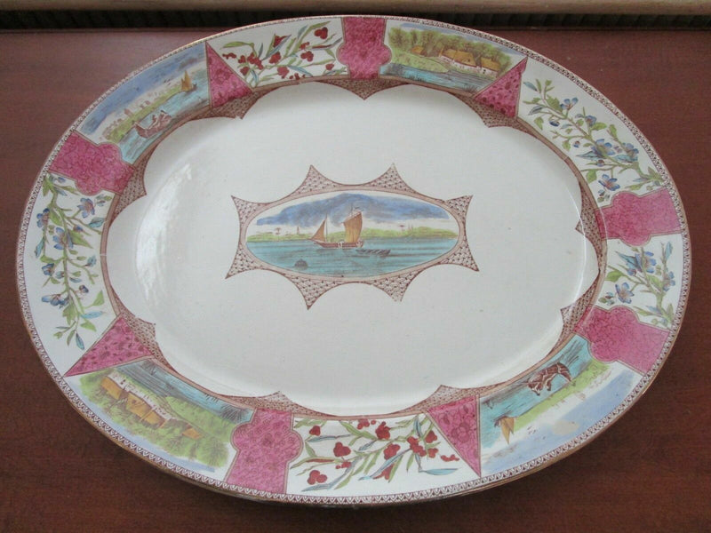 FORD & RILLEY BURSLEM ENGLAND ANTIQUE RED BORNEO TRAYS BEE MARK ORIGINALPICK 1