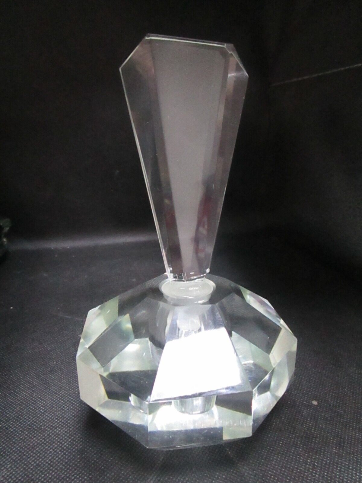 Antique art deco perfume bottle crystal faceted prism 7"