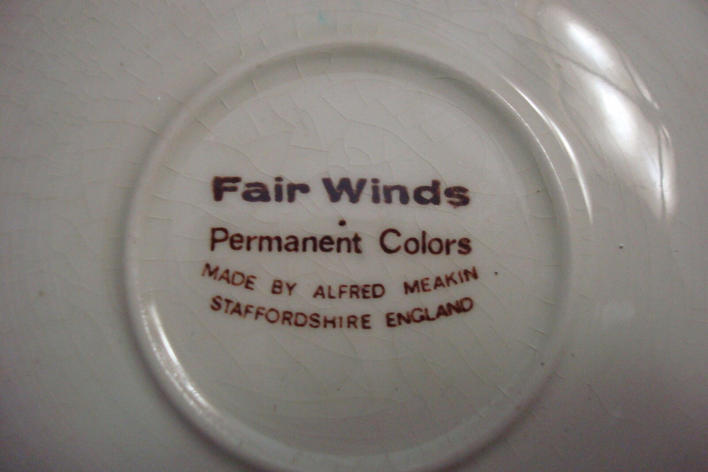 Alfred Meakin Staffordsire England "Fair Winds"cup & saucer, red original [95b]