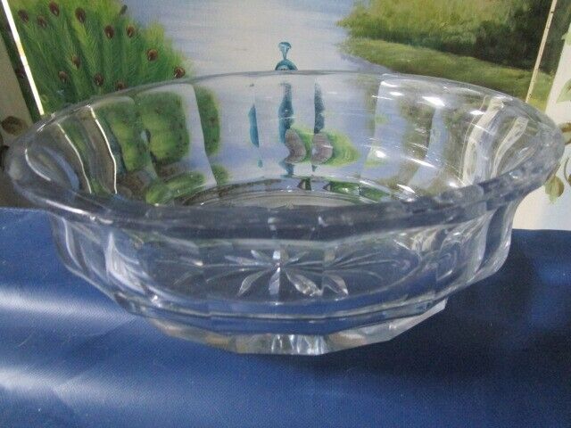 CRYSTAL OVAL CENTERPIECE /ROUND FRUIT  BOWL OPTIC PANELED STAR BASE PICK1