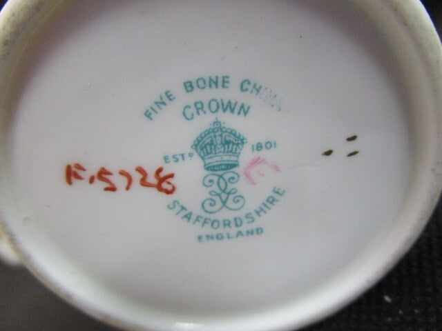 CROWN STAFFORDSHIRE ENGLAND FLAT DEMITASSE COFFEE FLORAL BOUQUET SET PICK 1