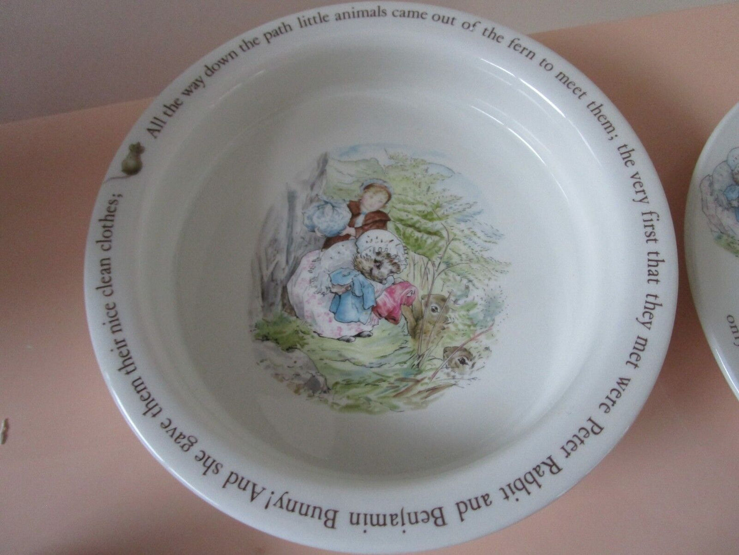 4 Pcs Mrs Tiggy-Winkle Nursery Set By Wedgwood Plate, Porringer, Egg Cup, Mug