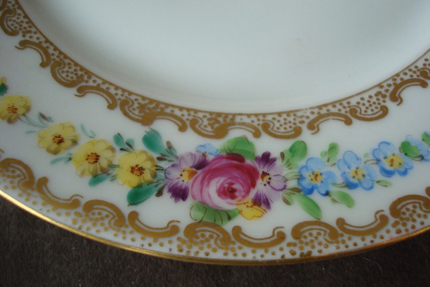 Thomas Bavaria decorated by Roloff, c 1920-1930s, 5 bread plates [rack]