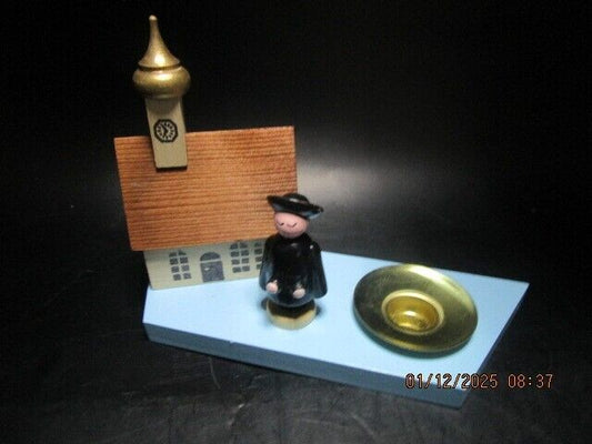 Erzgebirge Candle Holders Pair  Church Priest 4-5 In ^^