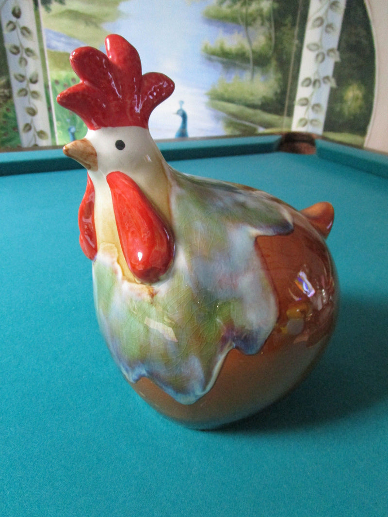 CERAMIC ROOSTER BROWN 10 X 9 FIGURINE