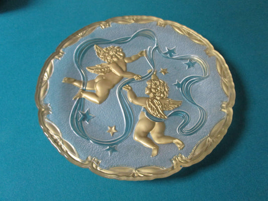 Goofus Wedding Platter Cherubs Christmas Server Round 15" Original