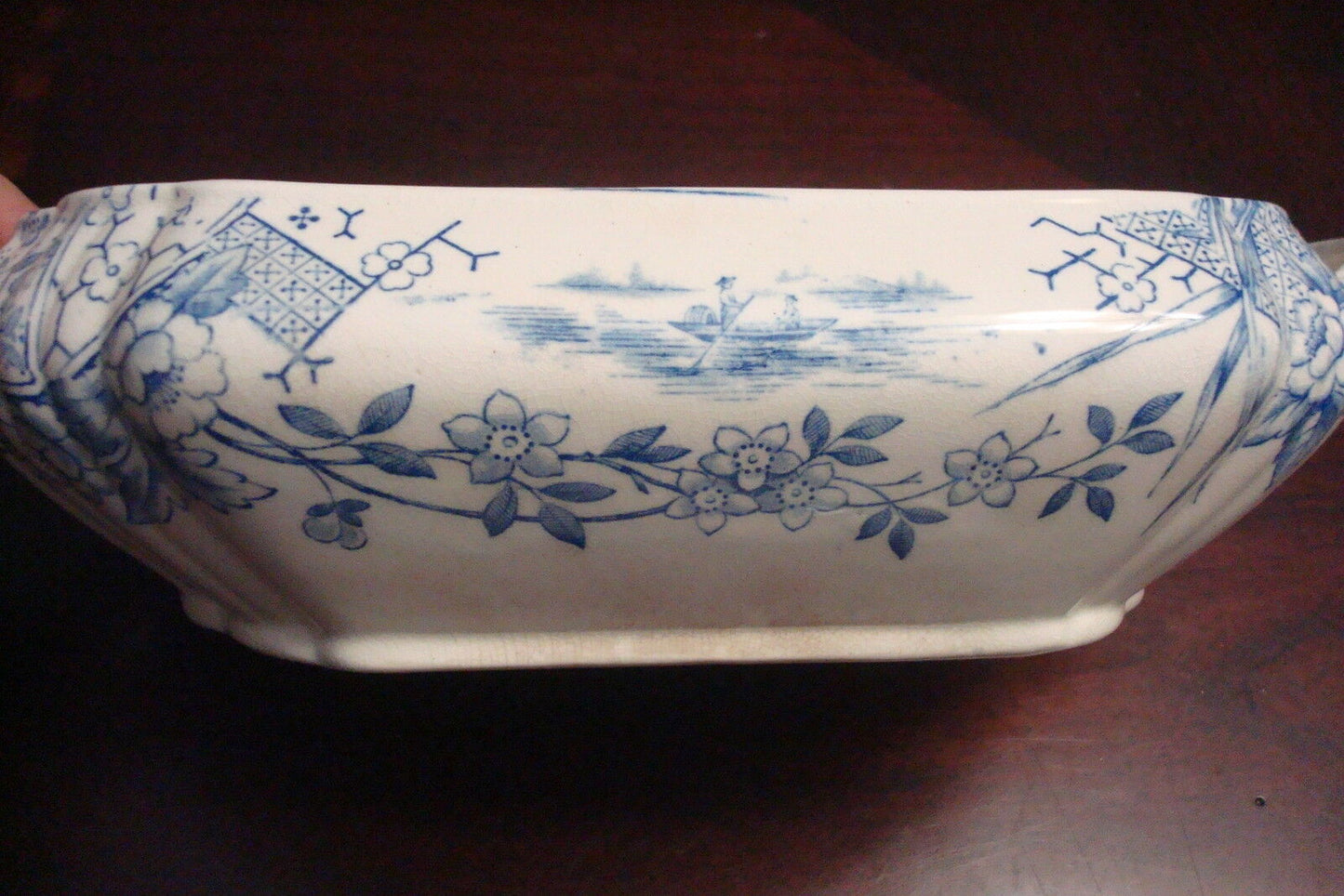 Aesthetic movement 1883 Mysore pattern Blue transferware tureen- Edge &Malkin[*