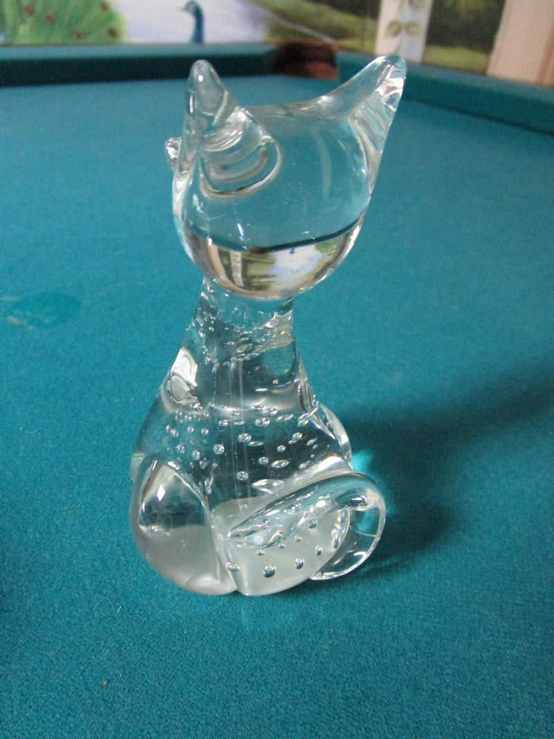 Sitting Cat Crystal Paperweight 5 1/4"  [*PPWGT]
